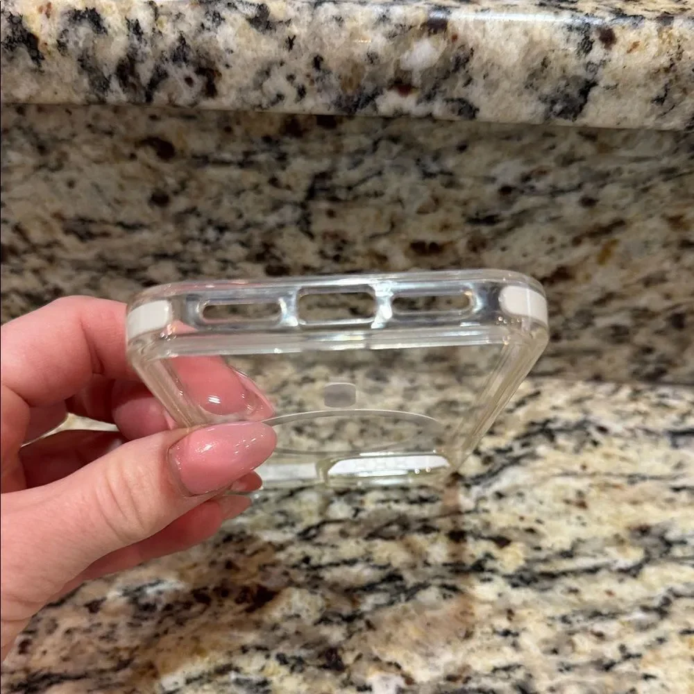 Apple Clear MagSafe Phone Case with white trim for iPhone 15 pro max